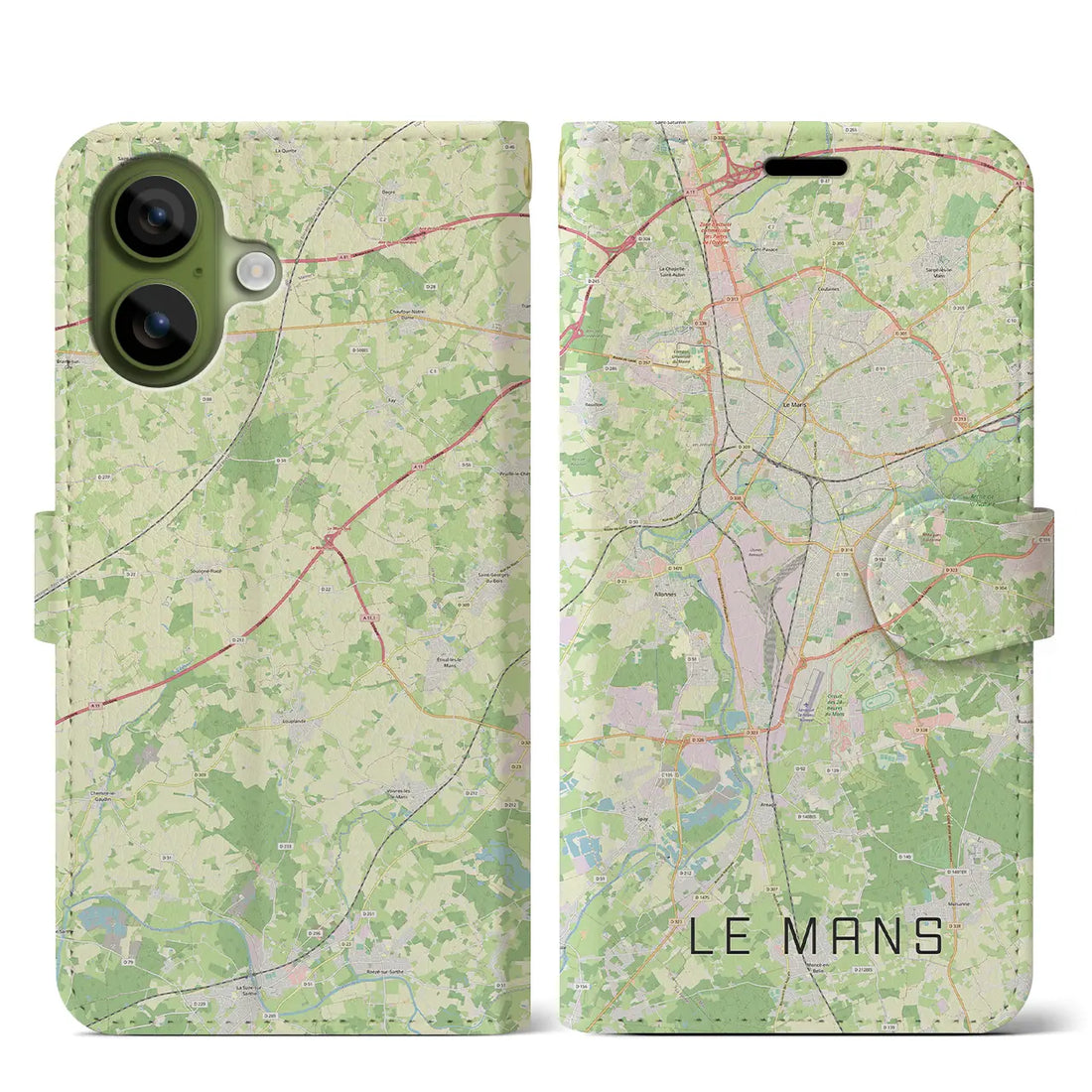 【ル・マン（フランス）】地図柄iPhoneケース（手帳タイプ）ナチュラル・iPhone 17 Pro Max 用
