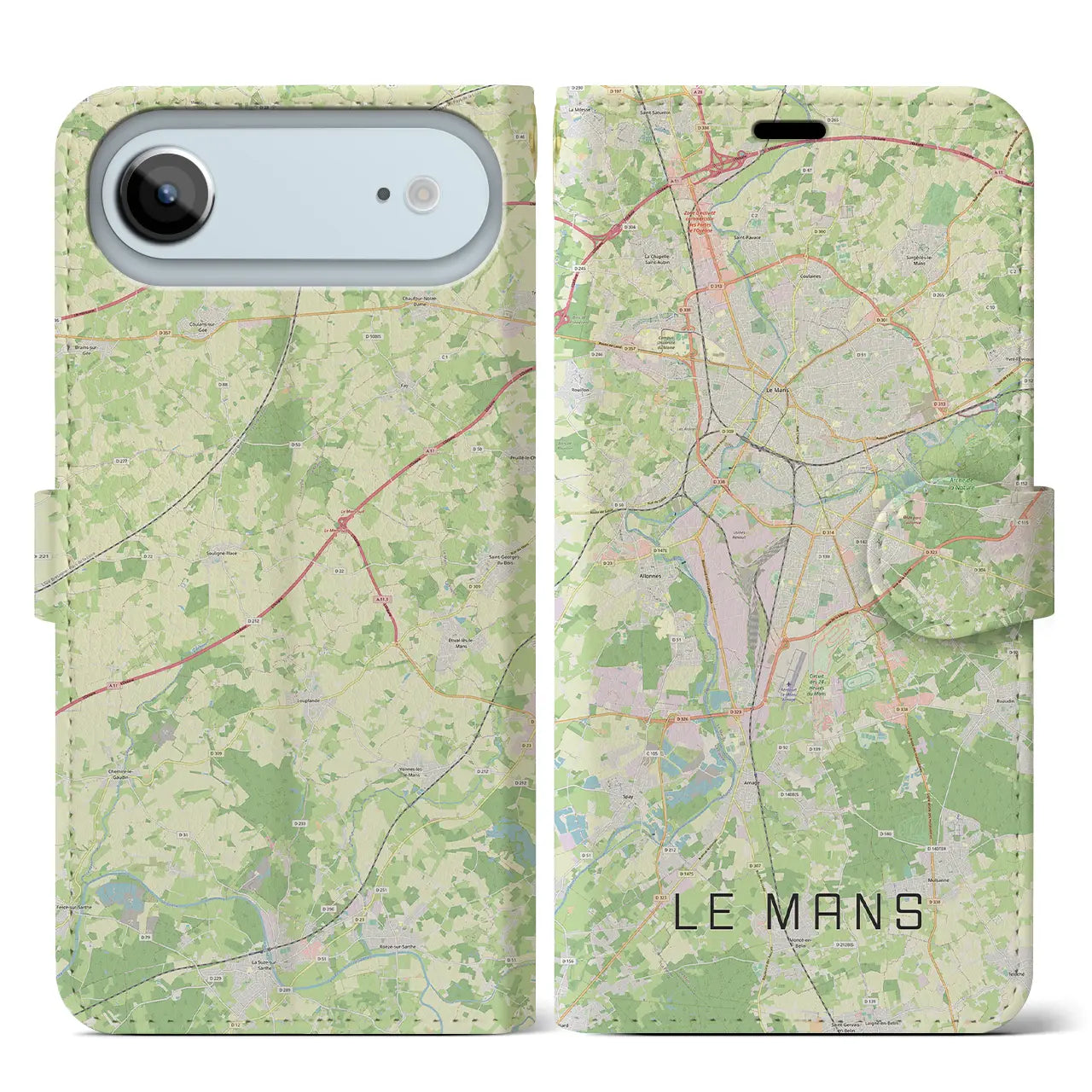 【ル・マン（フランス）】地図柄iPhoneケース（手帳タイプ）