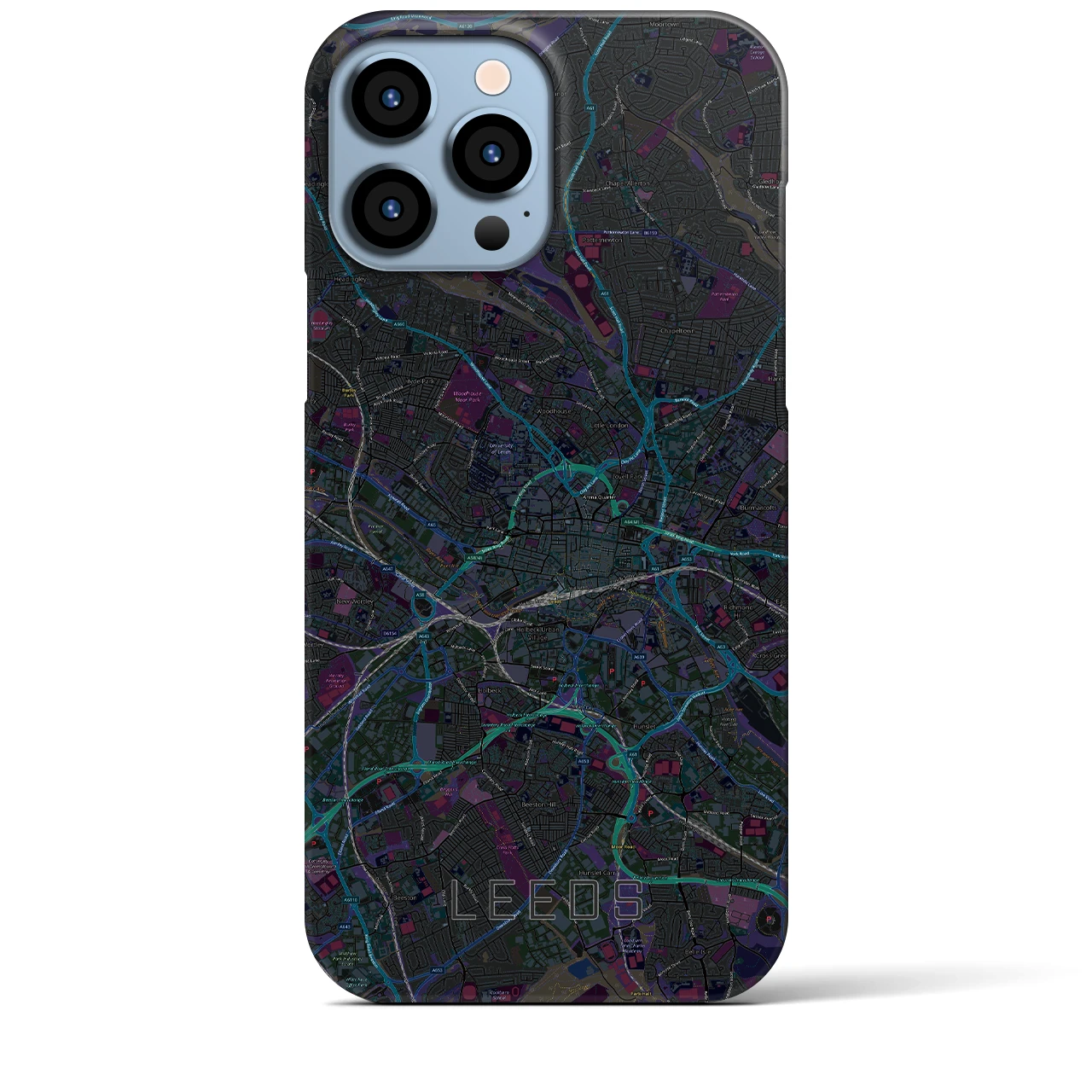 【リーズ（イギリス）】地図柄iPhoneケース（バックカバータイプ）