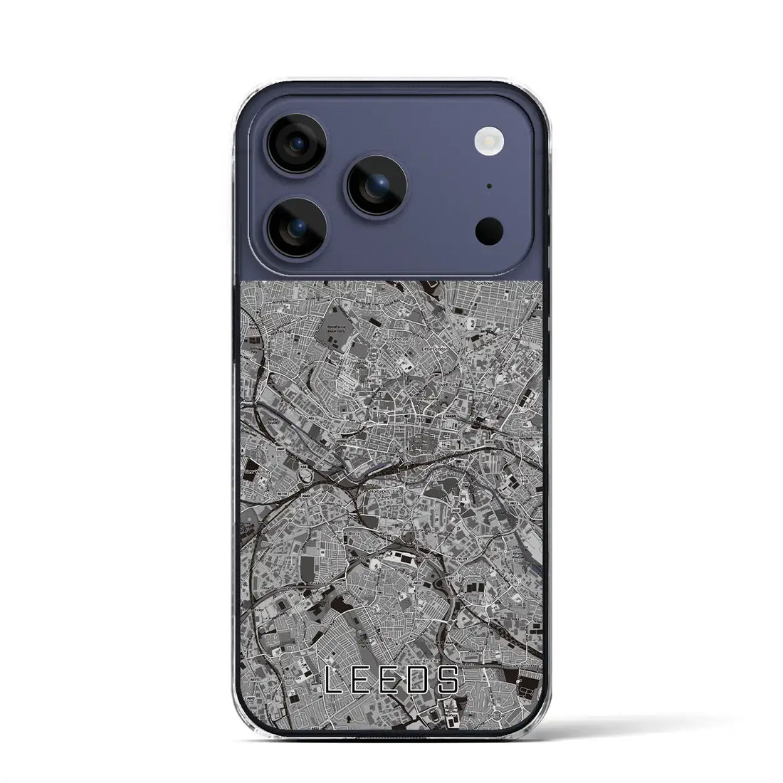 【リーズ（イギリス）】地図柄iPhoneケース（クリアタイプ）モノトーン・iPhone 17 Pro Max 用