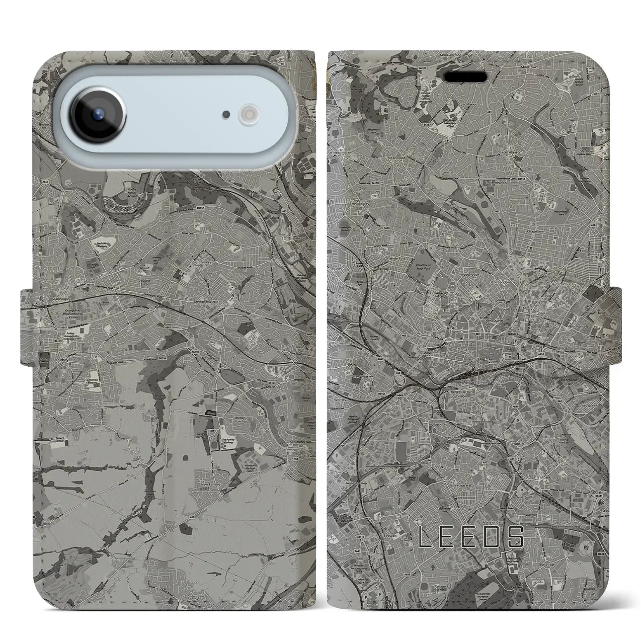 【リーズ（イギリス）】地図柄iPhoneケース（手帳タイプ）