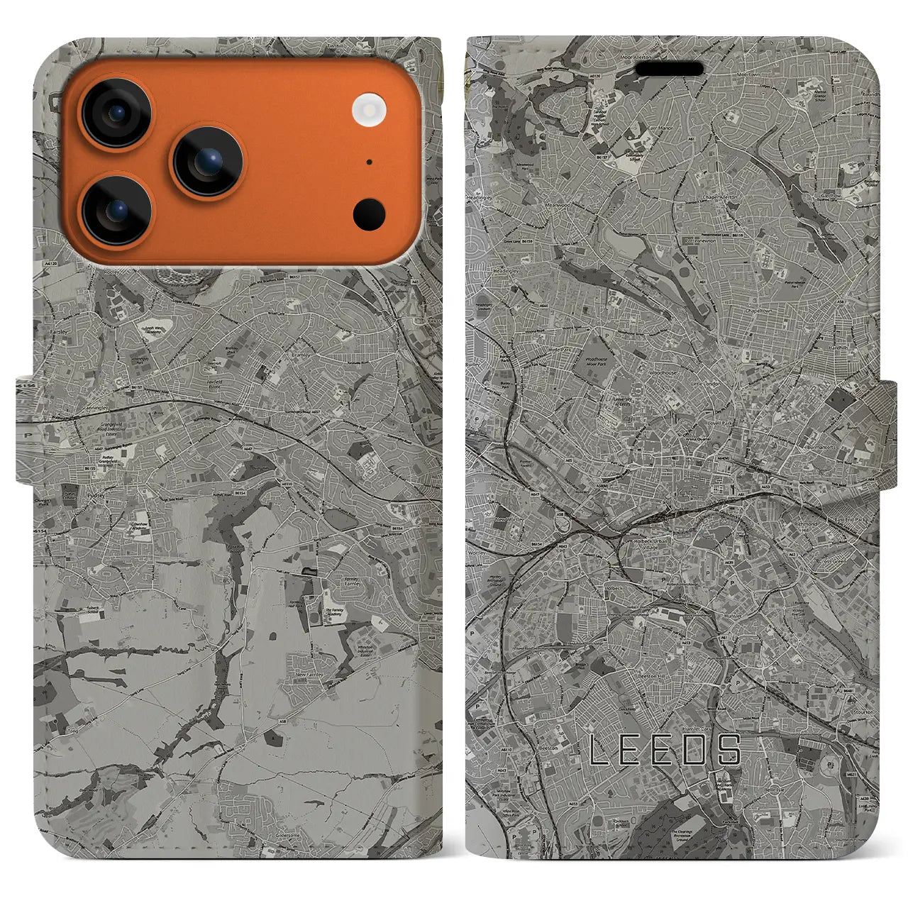 【リーズ（イギリス）】地図柄iPhoneケース（手帳タイプ）