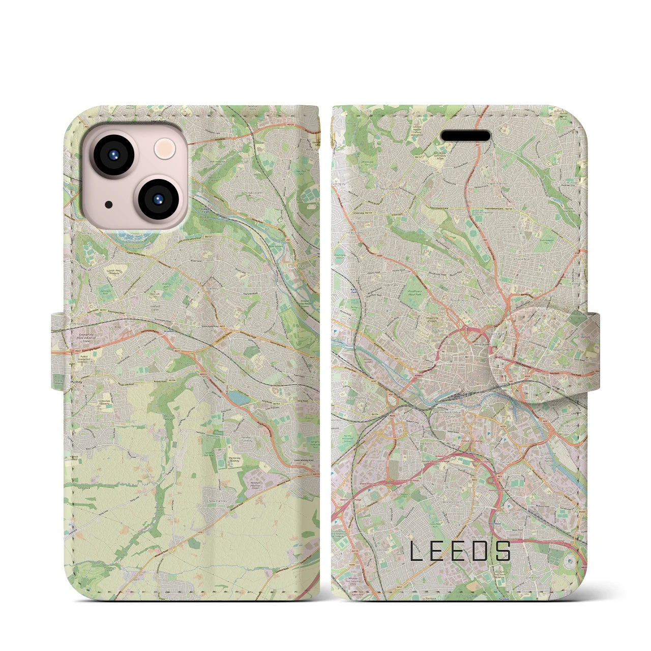 【リーズ（イギリス）】地図柄iPhoneケース（手帳タイプ）