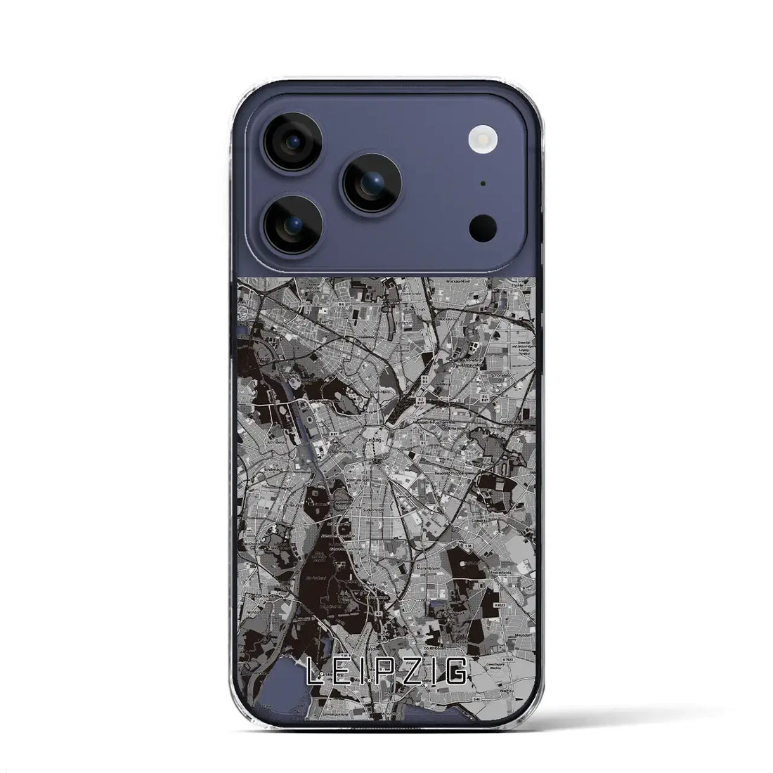 【ライプツィヒ（ドイツ）】地図柄iPhoneケース（クリアタイプ）モノトーン・iPhone 17 Pro Max 用