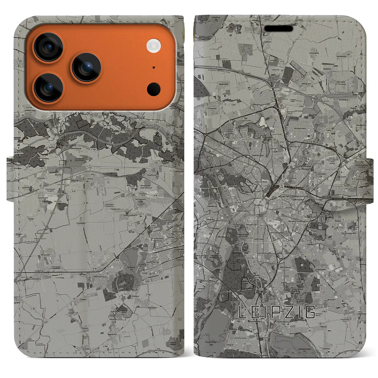 【ライプツィヒ（ドイツ）】地図柄iPhoneケース（手帳タイプ）