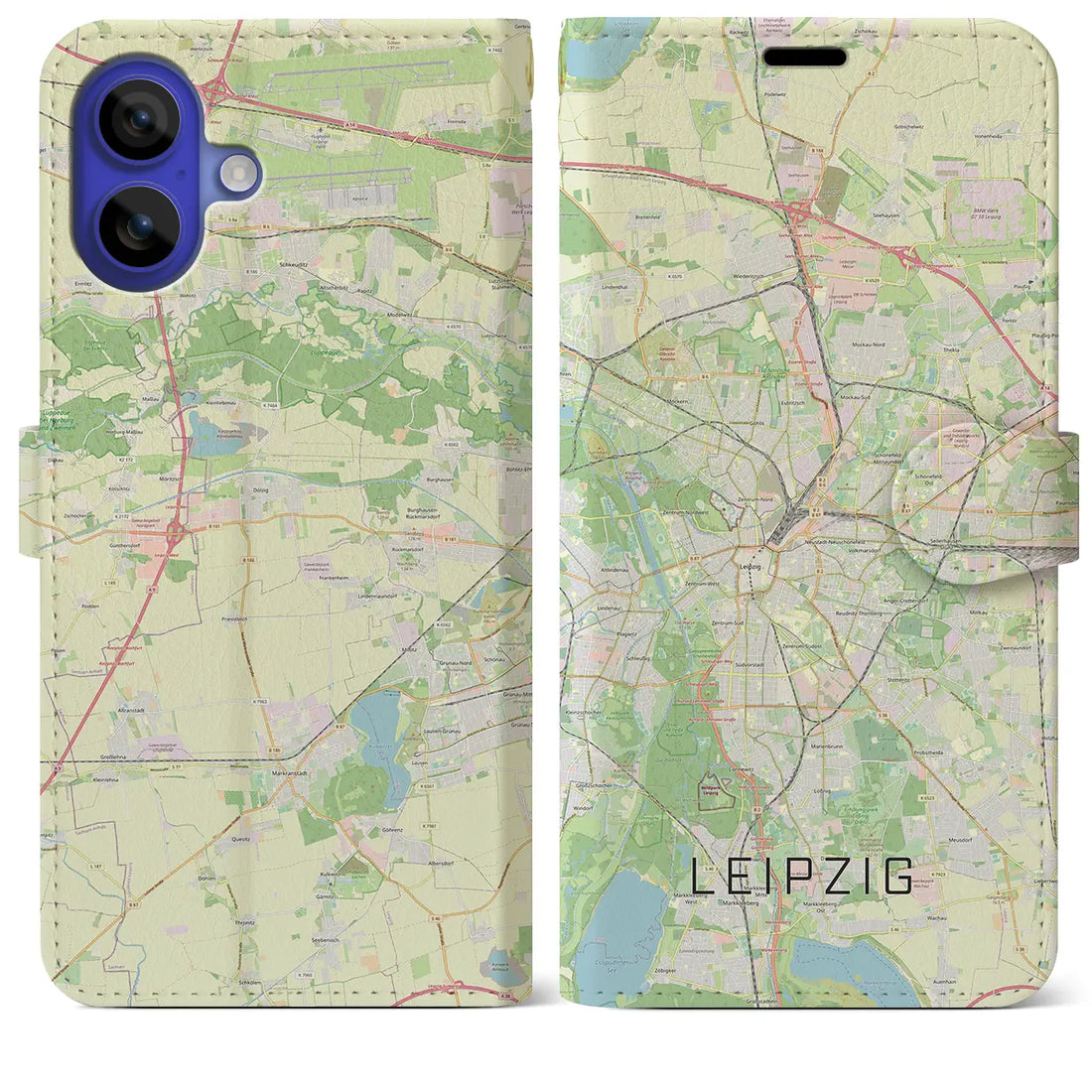 【ライプツィヒ(ドイツ)】地図柄iPhoneケース(手帳タイプ)ナチュラル・iPhone 16 Pro Max 用