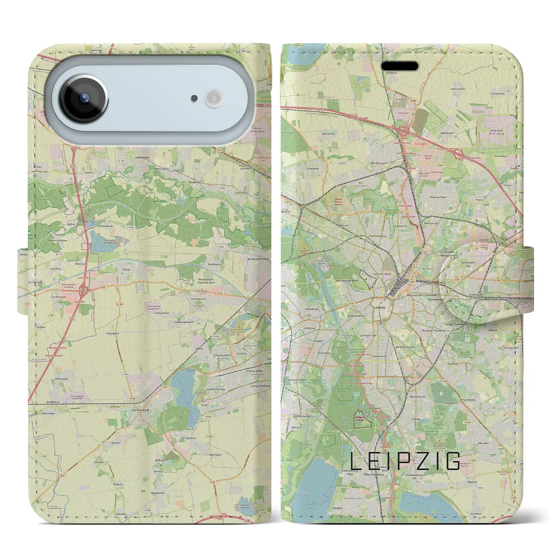 【ライプツィヒ(ドイツ)】地図柄iPhoneケース(手帳タイプ)ナチュラル・iPhone 17 Pro Max 用