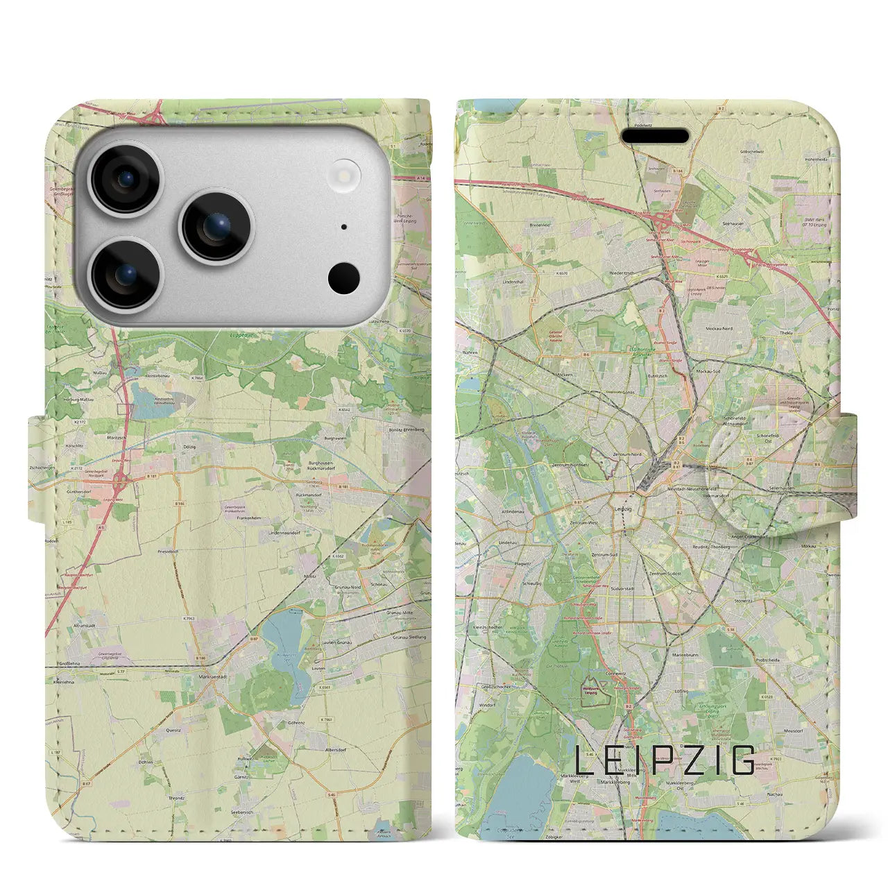 【ライプツィヒ（ドイツ）】地図柄iPhoneケース（手帳タイプ）