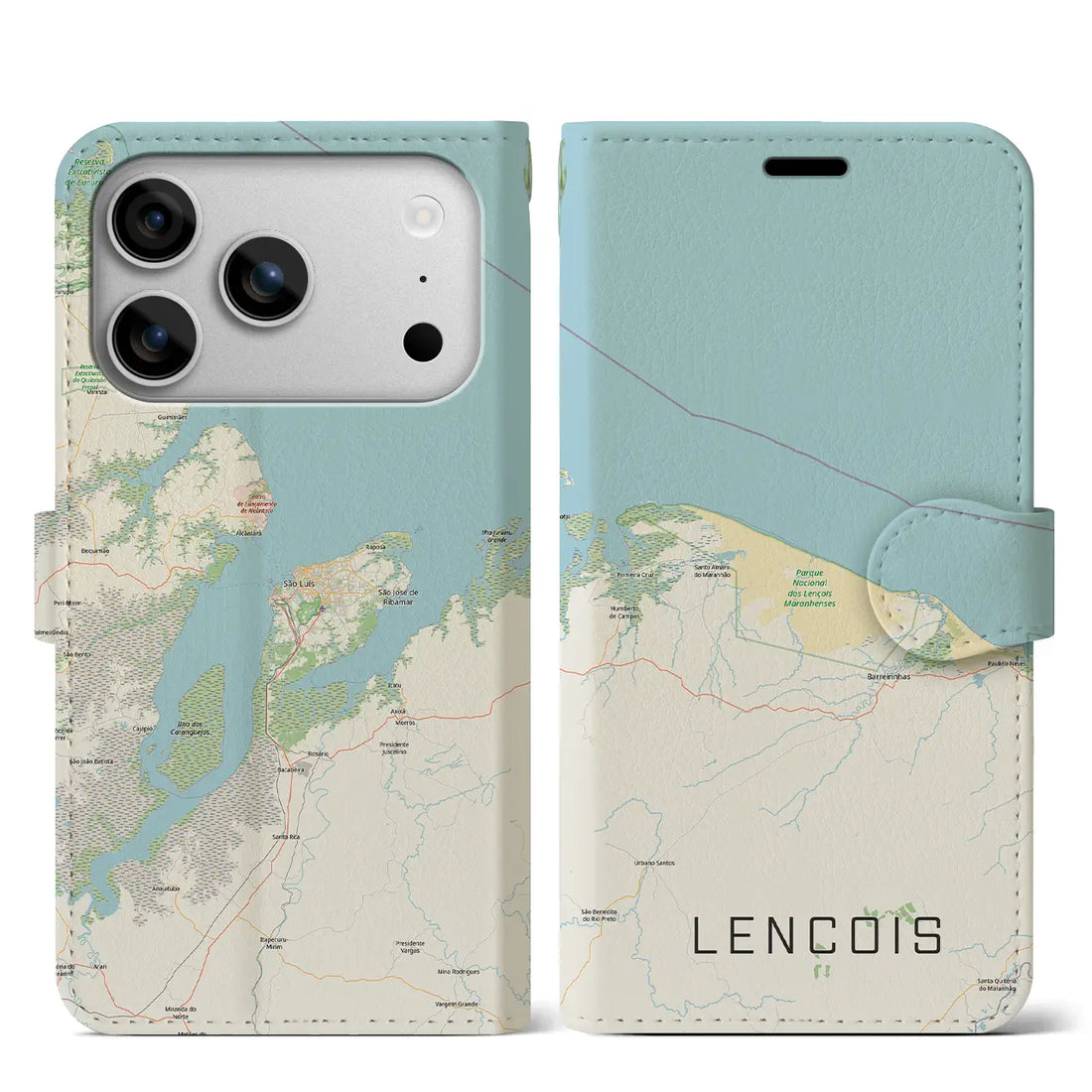 【レンソイス（ブラジル）】地図柄iPhoneケース（手帳タイプ）モノトーン・iPhone 17 Pro Max 用