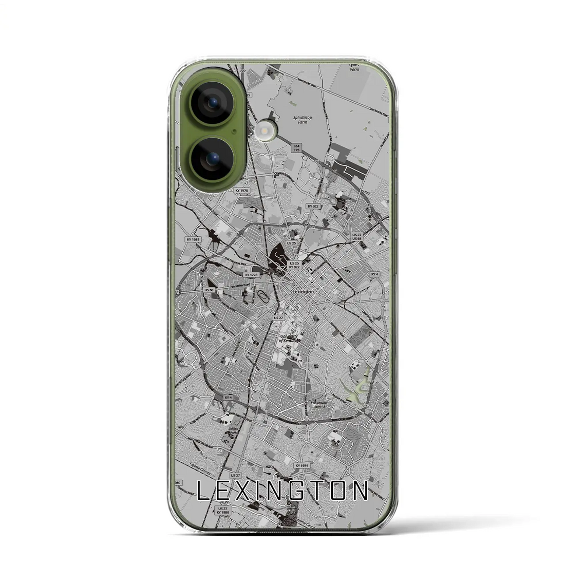 【レキシントン（アメリカ）】地図柄iPhoneケース（クリアタイプ）モノトーン・iPhone 17 Pro Max 用