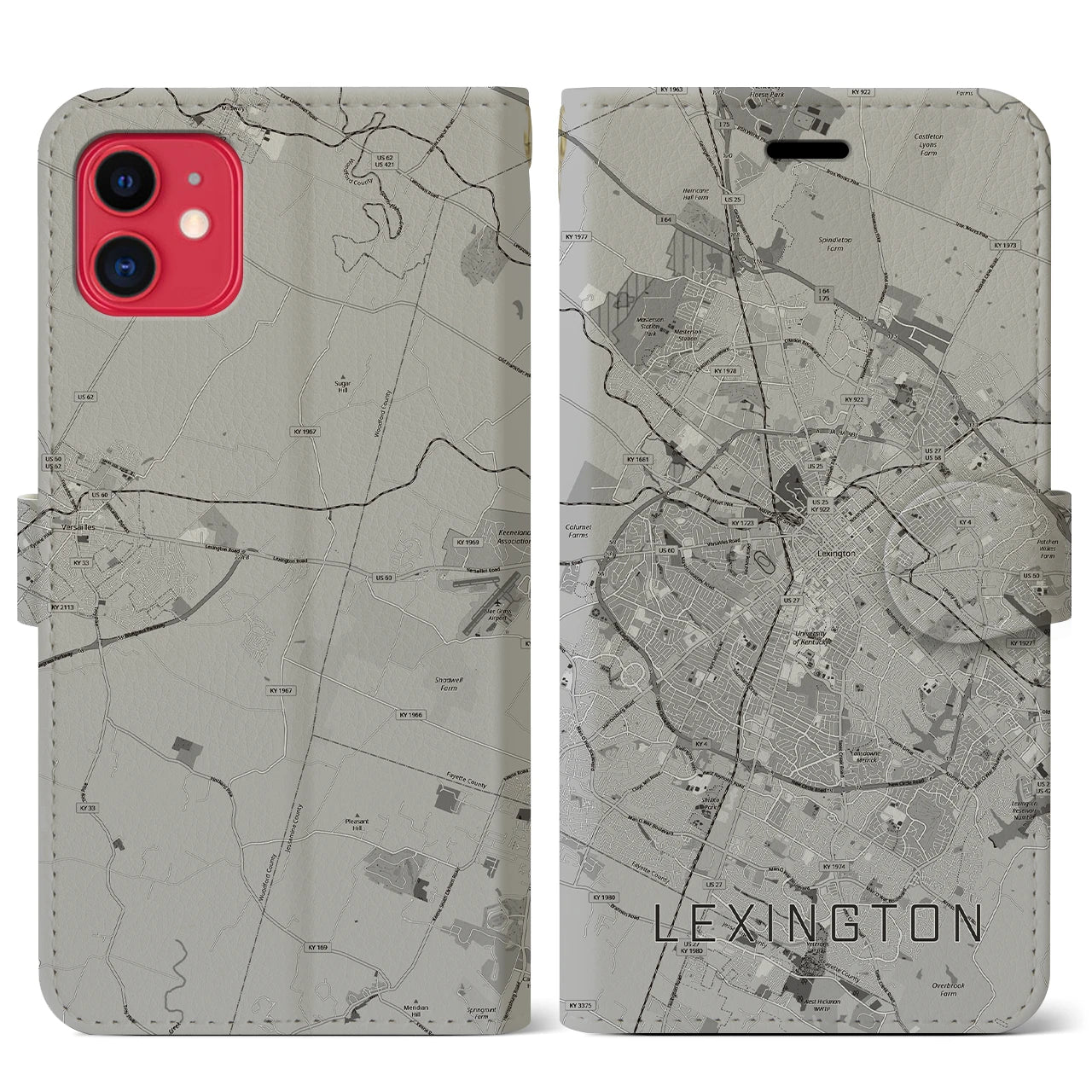 【レキシントン（アメリカ）】地図柄iPhoneケース（手帳タイプ）