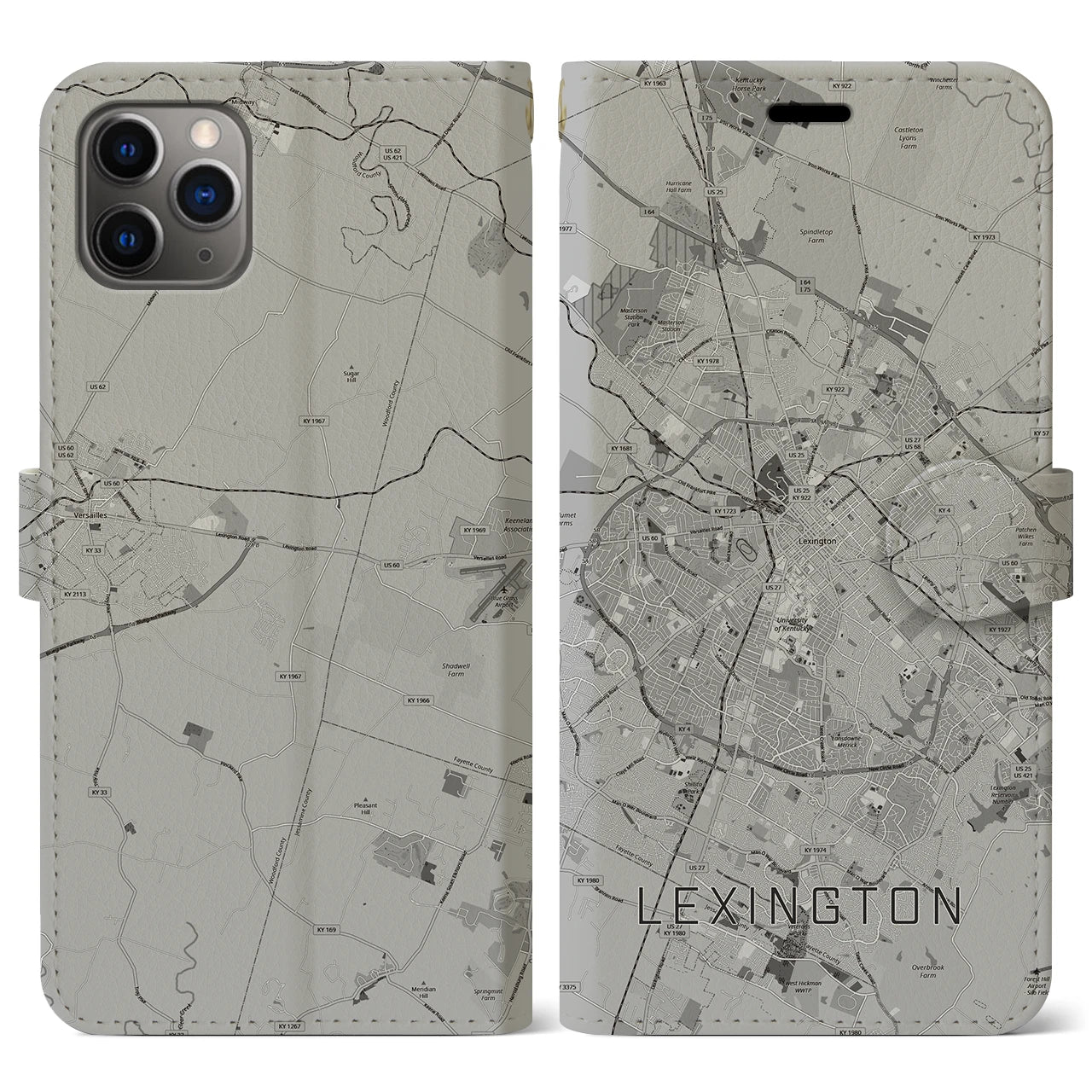 【レキシントン（アメリカ）】地図柄iPhoneケース（手帳タイプ）