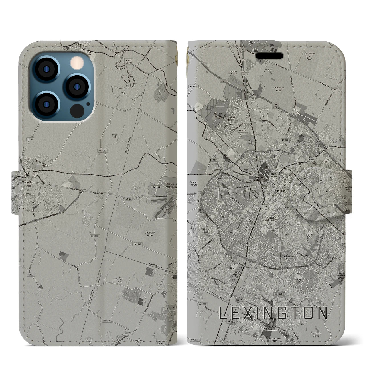 【レキシントン（アメリカ）】地図柄iPhoneケース（手帳タイプ）