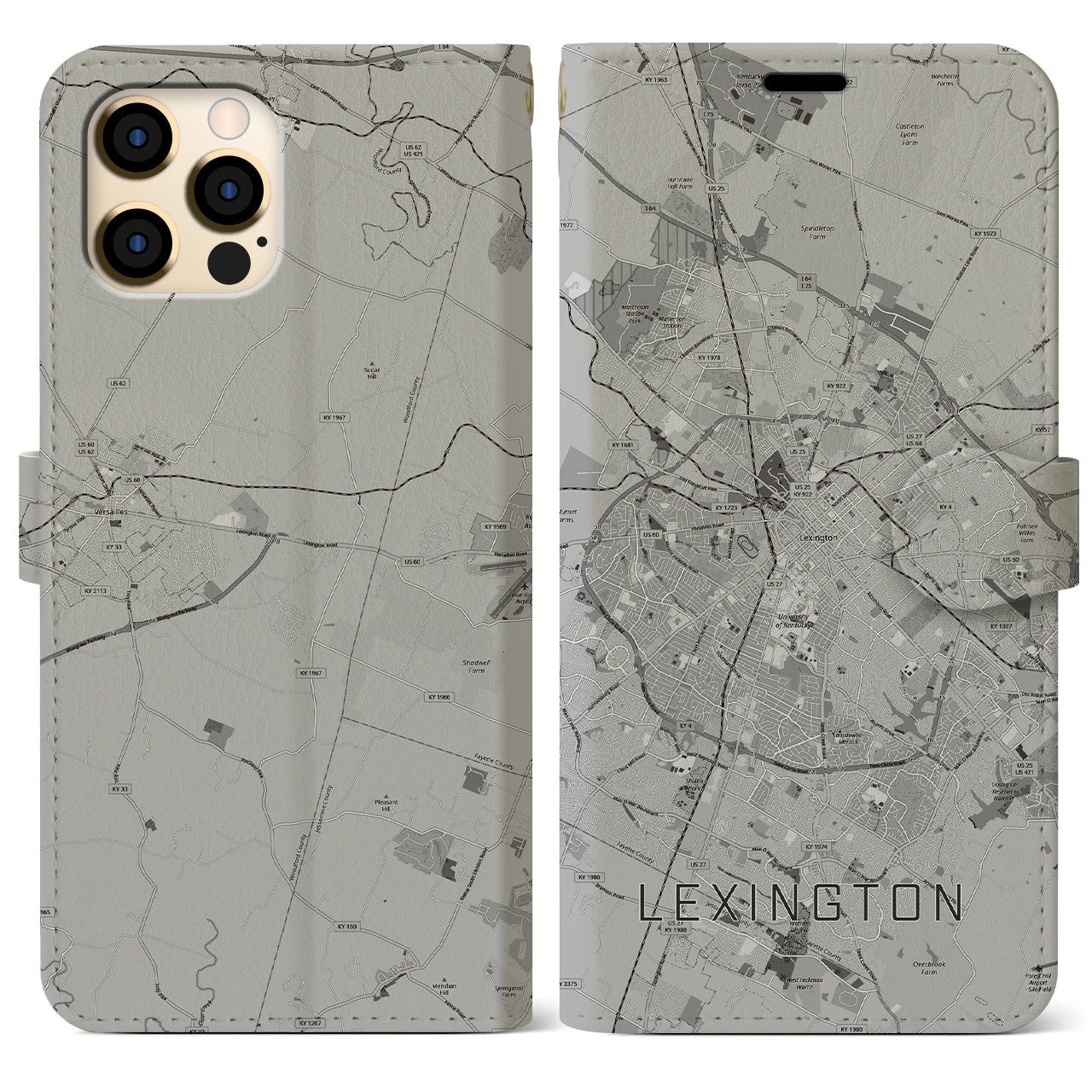 【レキシントン（アメリカ）】地図柄iPhoneケース（手帳タイプ）