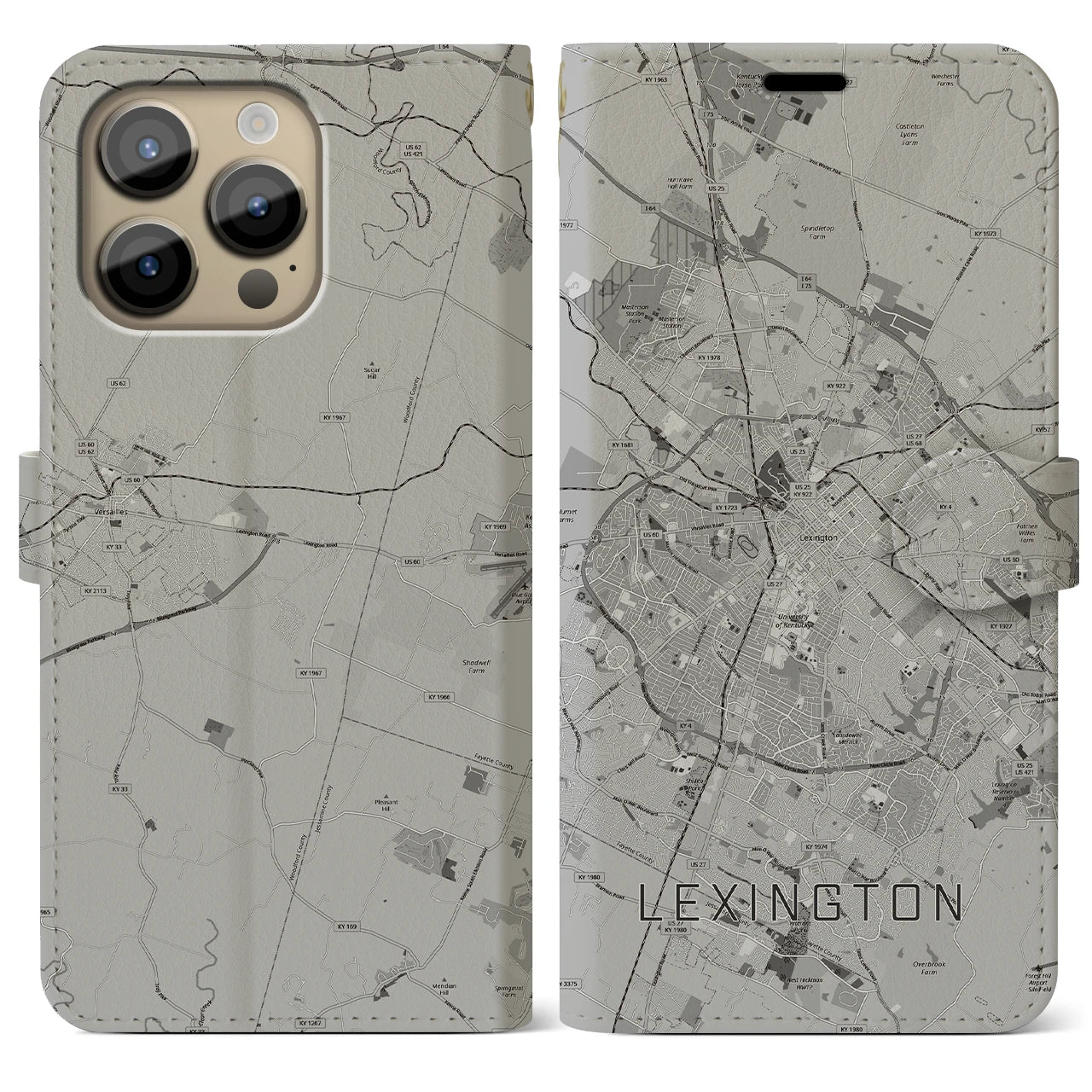 【レキシントン（アメリカ）】地図柄iPhoneケース（手帳タイプ）