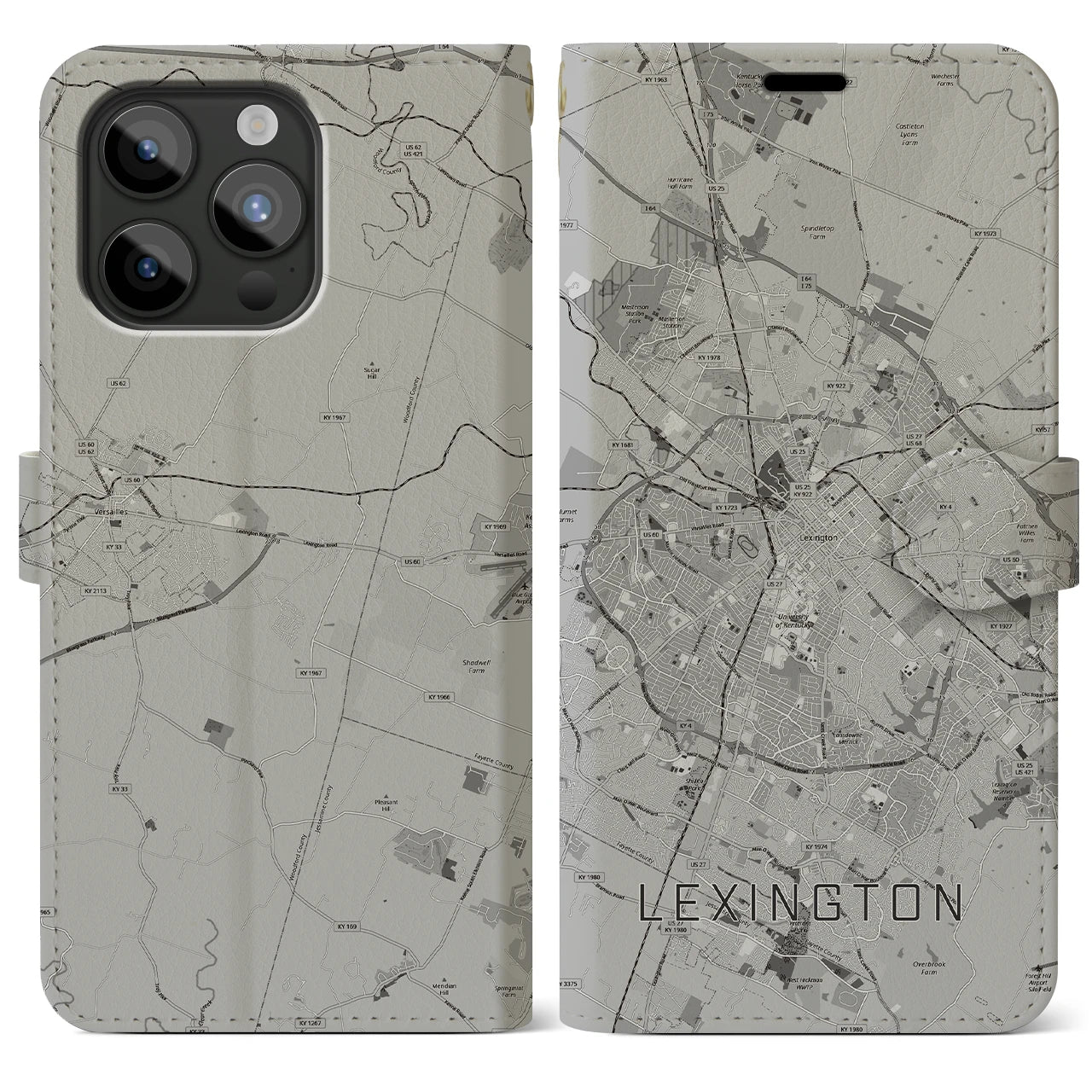 【レキシントン（アメリカ）】地図柄iPhoneケース（手帳タイプ）