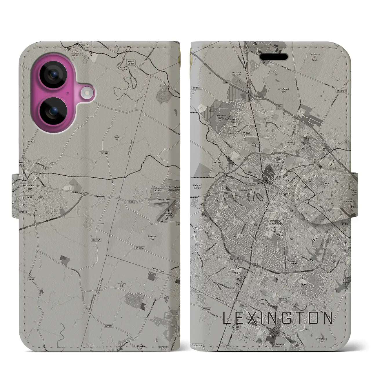 【レキシントン（アメリカ）】地図柄iPhoneケース（手帳タイプ）