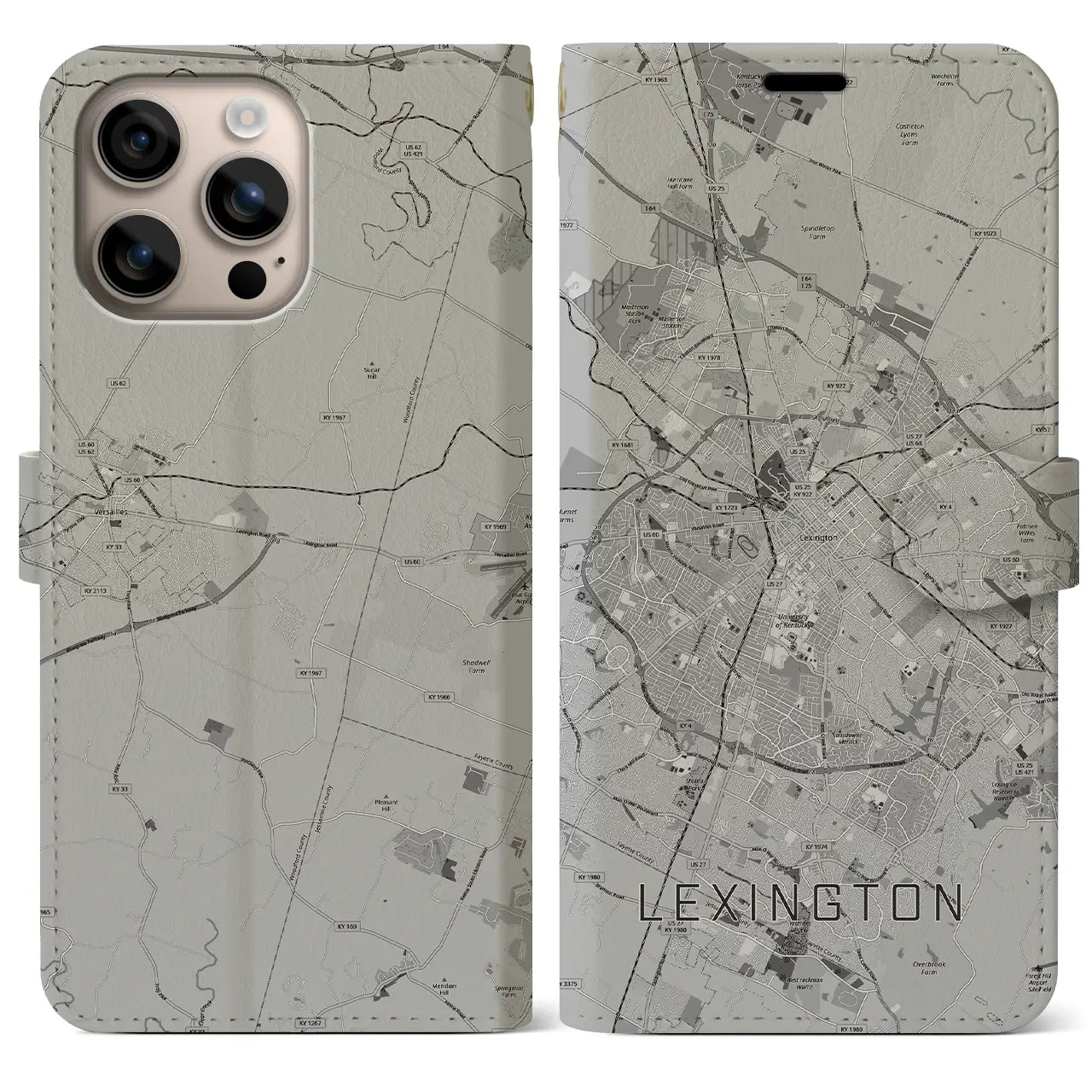 【レキシントン（アメリカ）】地図柄iPhoneケース（手帳タイプ）