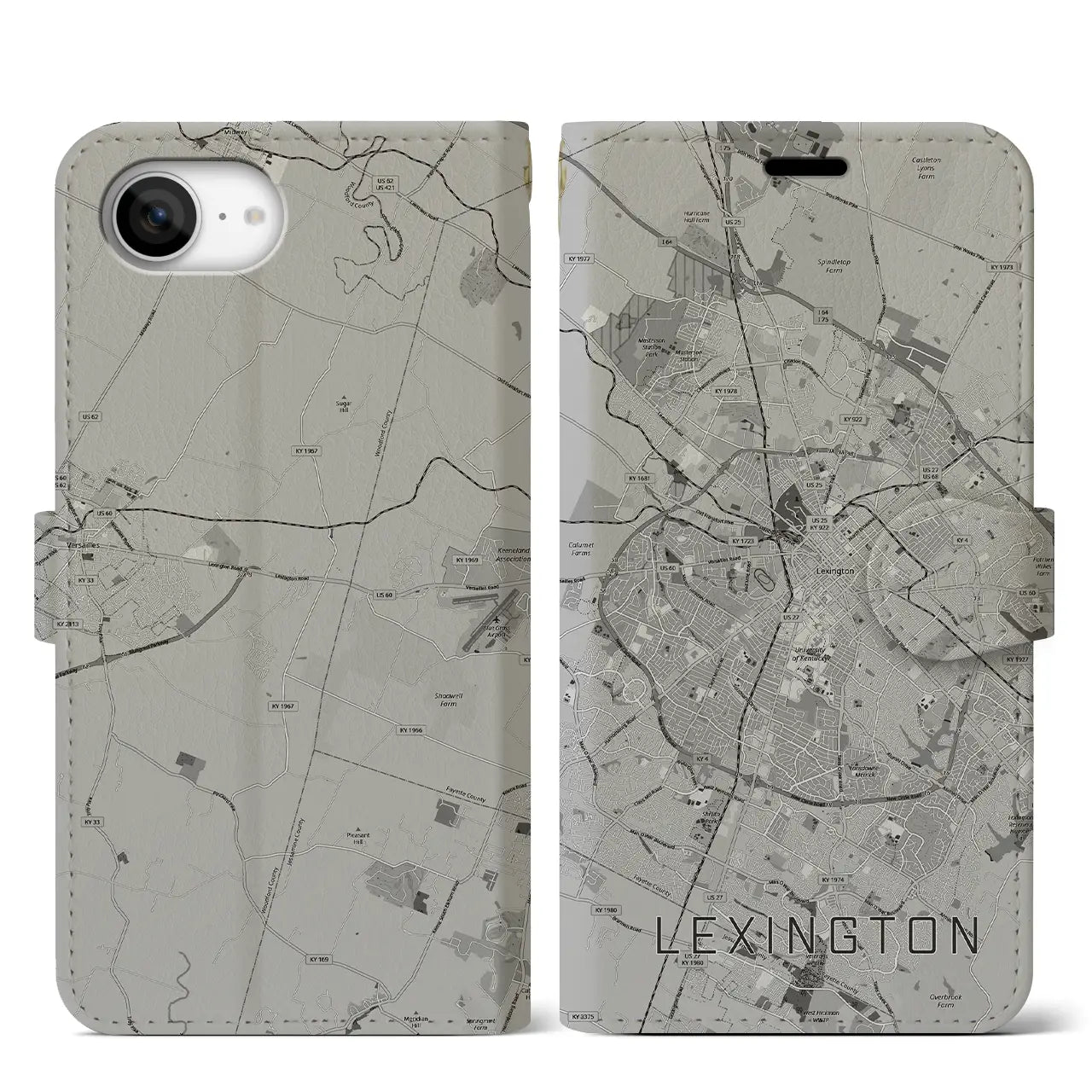 【レキシントン（アメリカ）】地図柄iPhoneケース（手帳タイプ）