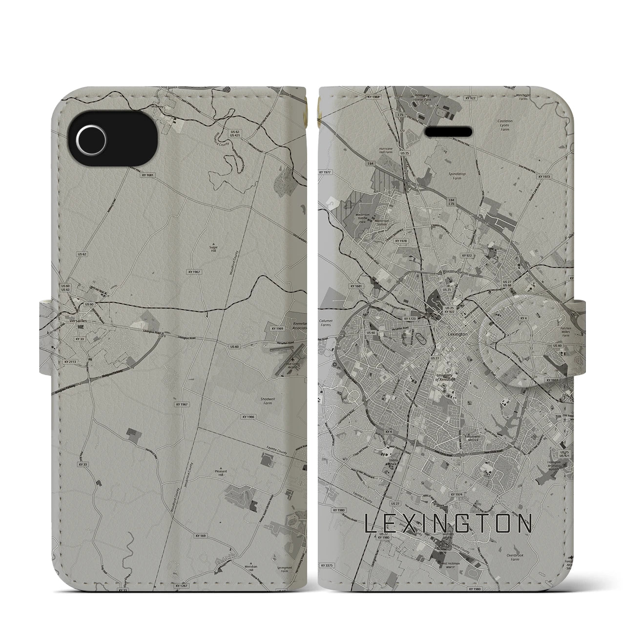 【レキシントン（アメリカ）】地図柄iPhoneケース（手帳タイプ）