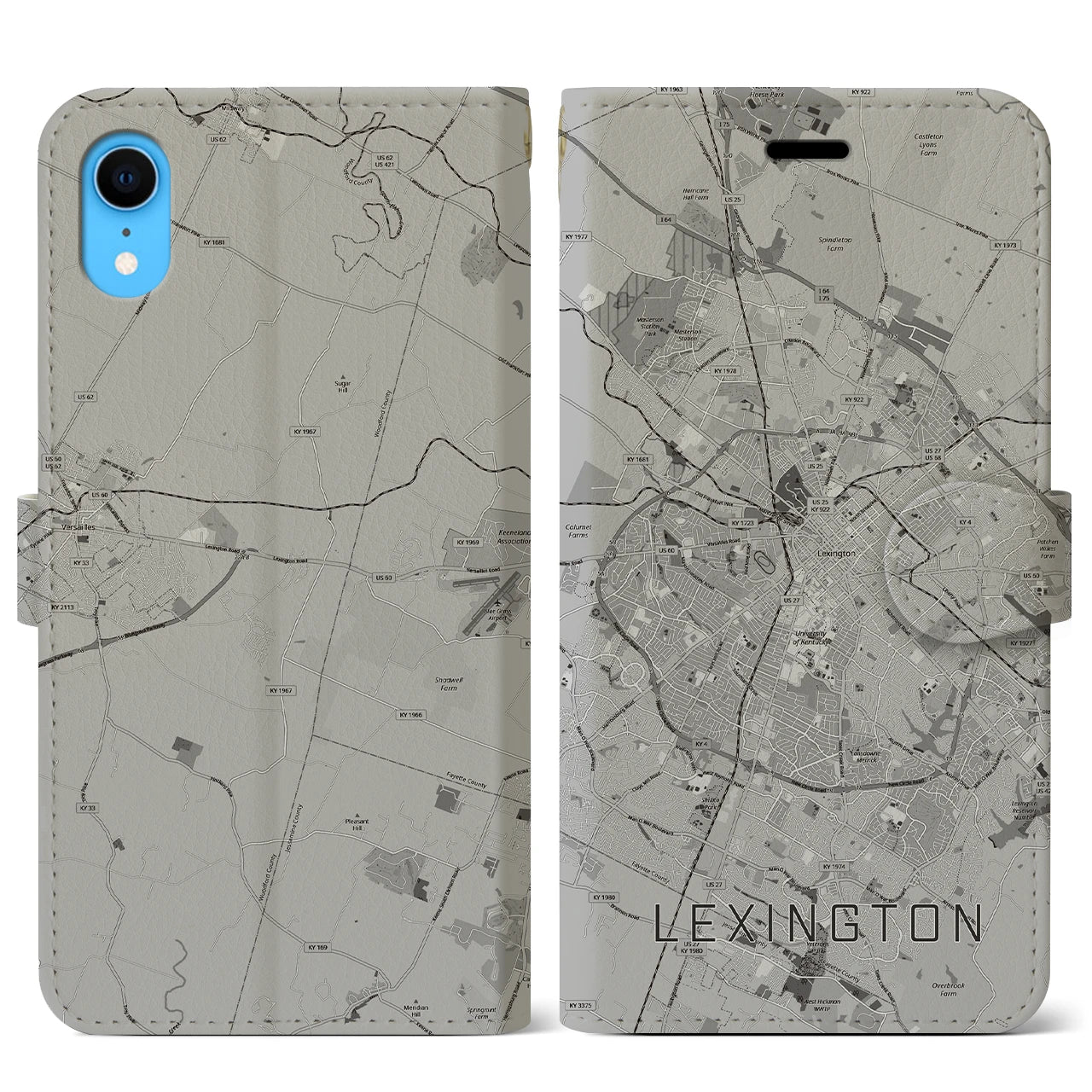 【レキシントン（アメリカ）】地図柄iPhoneケース（手帳タイプ）