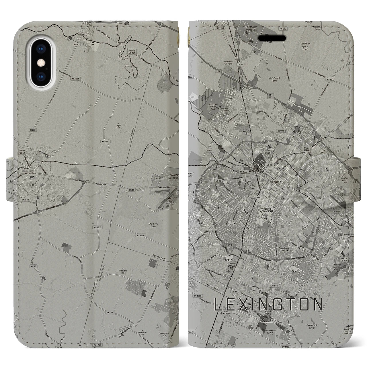 【レキシントン（アメリカ）】地図柄iPhoneケース（手帳タイプ）