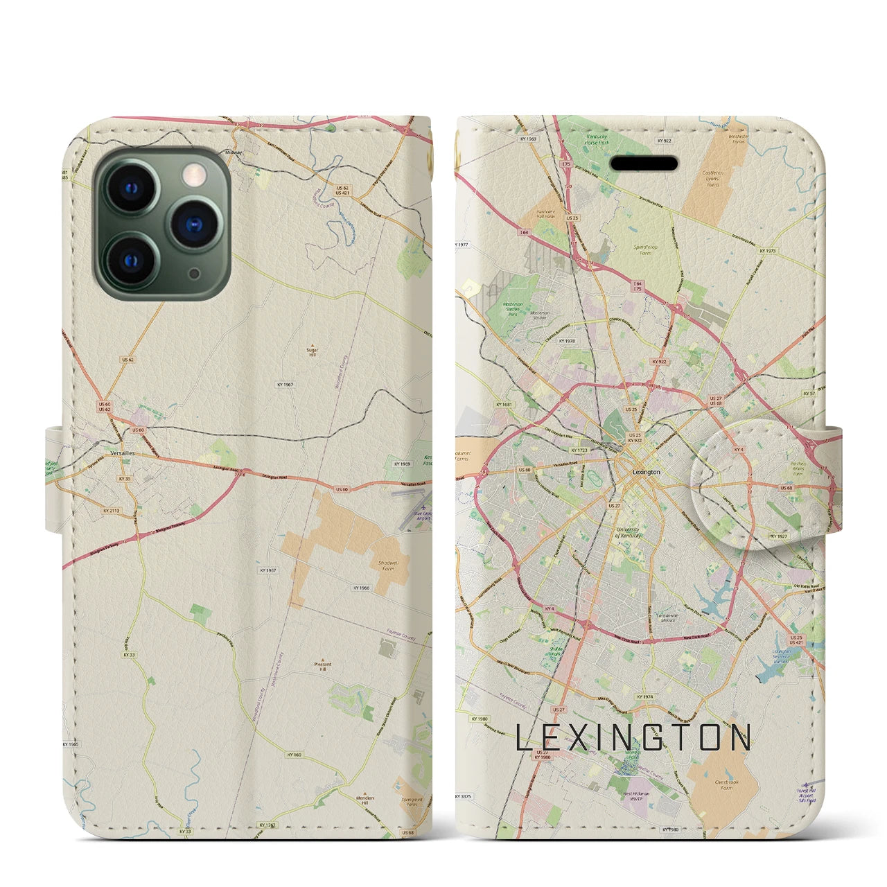 【レキシントン（アメリカ）】地図柄iPhoneケース（手帳タイプ）