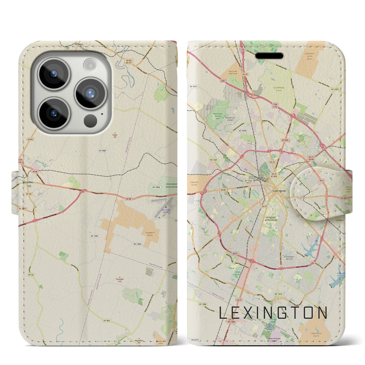 【レキシントン（アメリカ）】地図柄iPhoneケース（手帳タイプ）