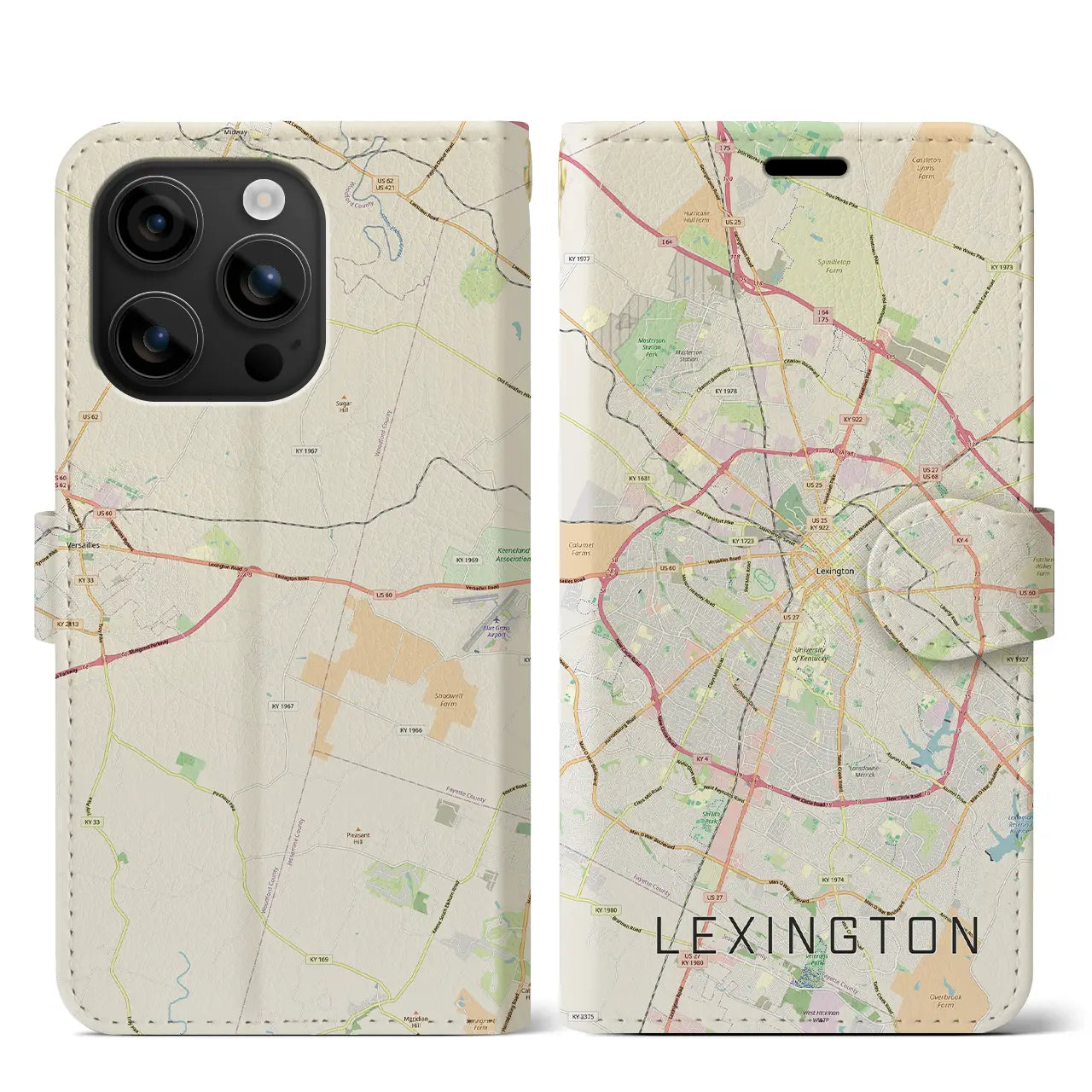 【レキシントン（アメリカ）】地図柄iPhoneケース（手帳タイプ）