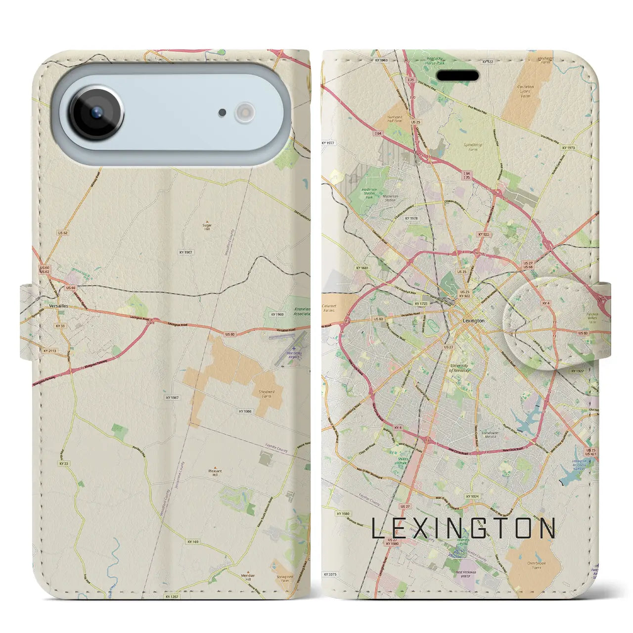 【レキシントン（アメリカ）】地図柄iPhoneケース（手帳タイプ）モノトーン・iPhone 17 Pro Max 用