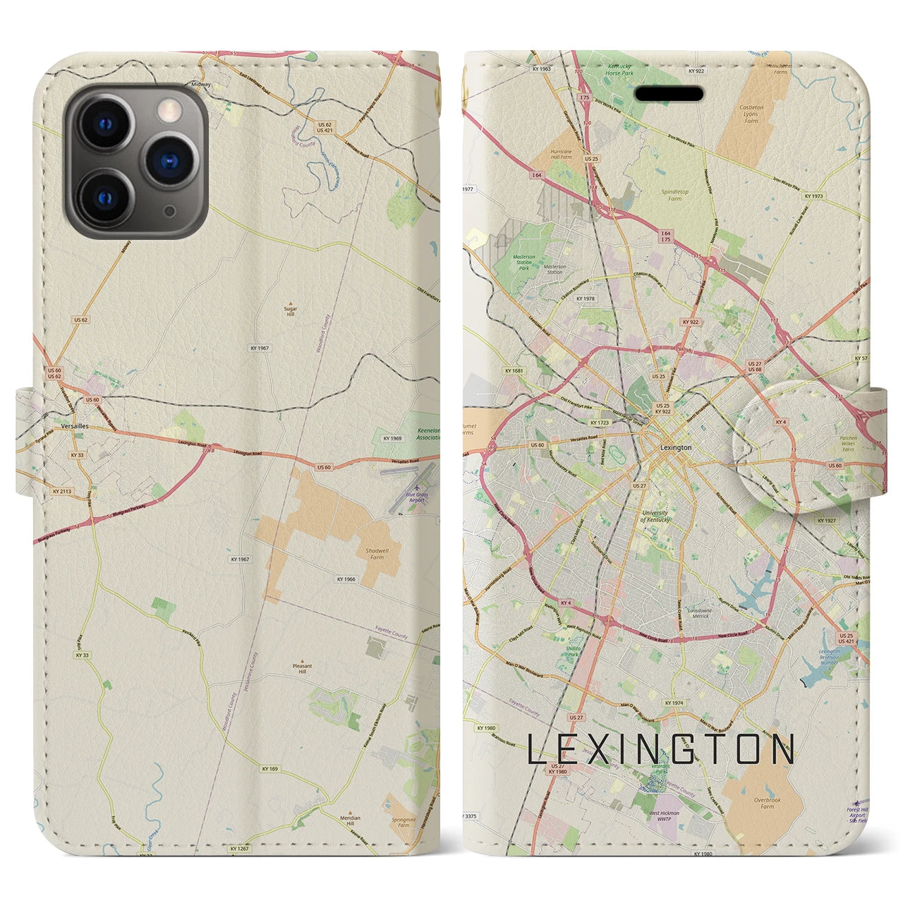 【レキシントン（アメリカ）】地図柄iPhoneケース（手帳タイプ）
