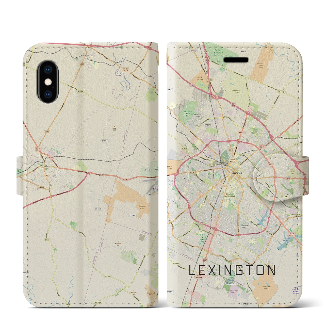 【レキシントン（アメリカ）】地図柄iPhoneケース（手帳タイプ）