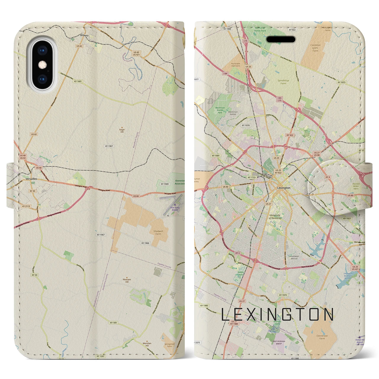 【レキシントン（アメリカ）】地図柄iPhoneケース（手帳タイプ）