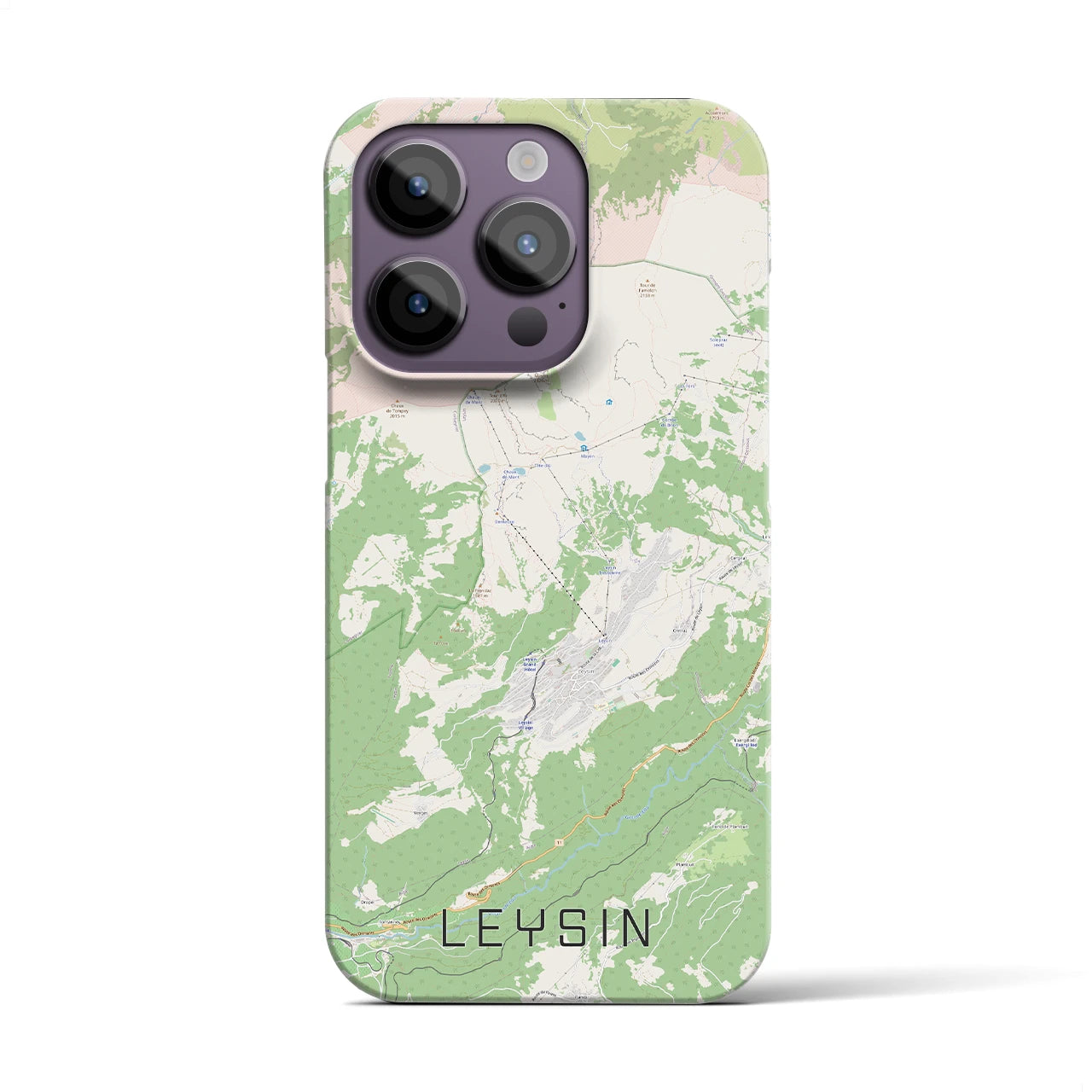 【レザン】地図柄iPhoneケース（バックカバータイプ・ナチュラル）iPhone 14 Pro 用