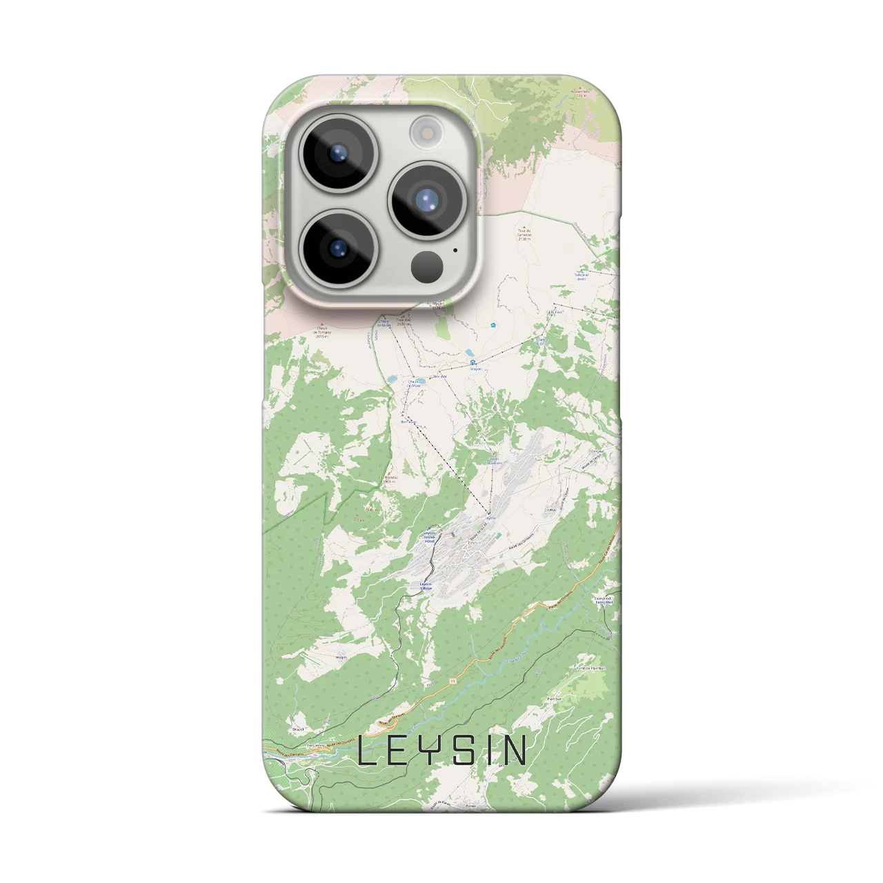 【レザン】地図柄iPhoneケース（バックカバータイプ・ナチュラル）iPhone 15 Pro 用