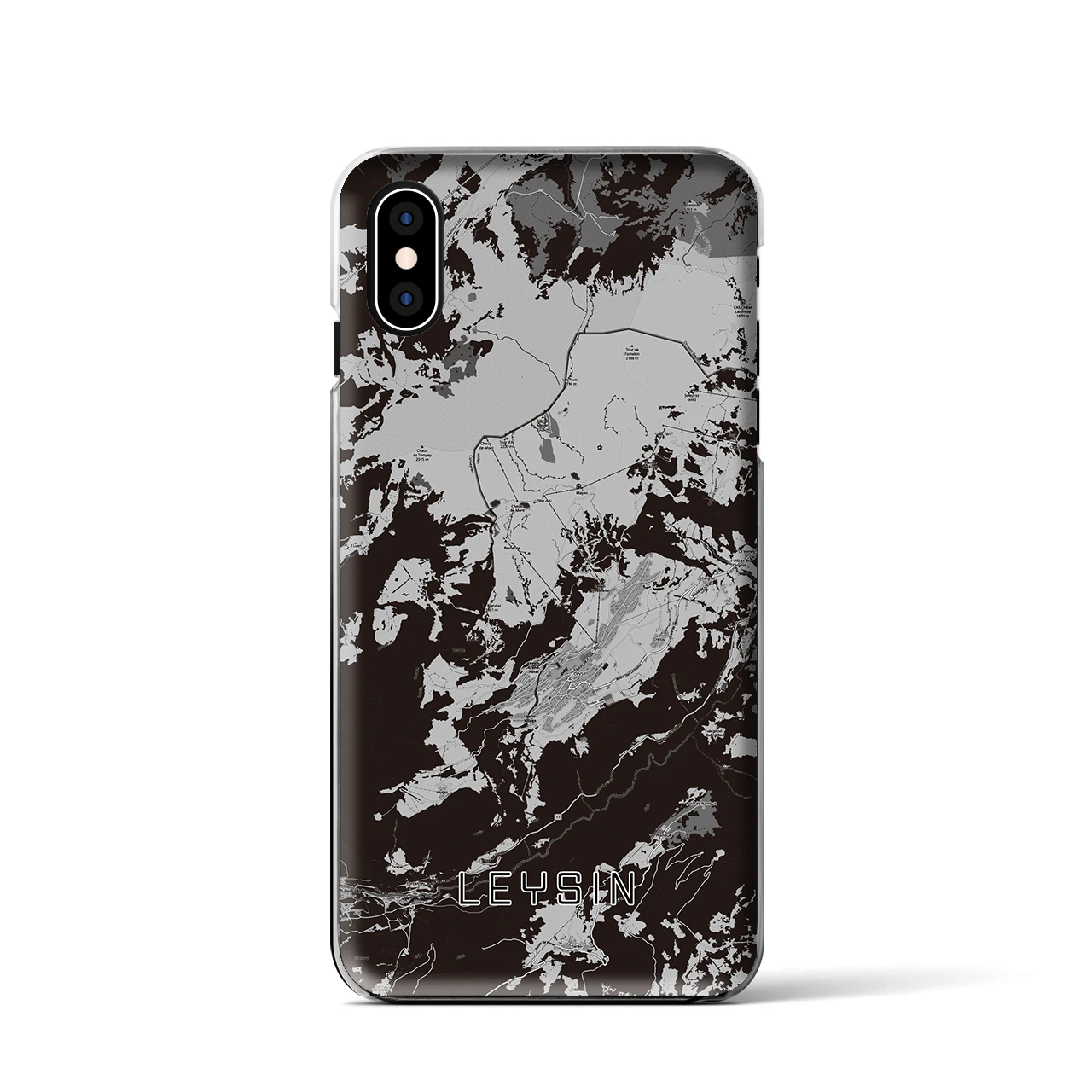 【レザン（スイス）】地図柄iPhoneケース（クリアタイプ）モノトーン・iPhone XS / X 用