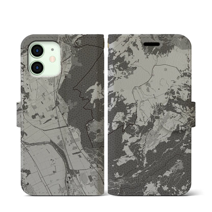 【レザン（スイス）】地図柄iPhoneケース（手帳タイプ）モノトーン・iPhone 12 mini 用