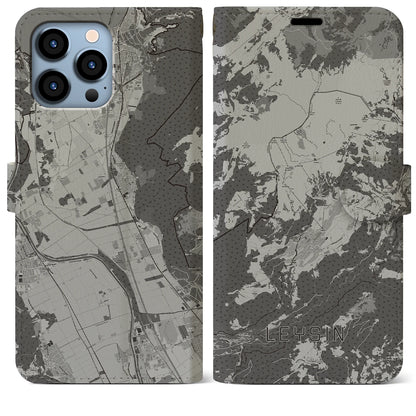 【レザン（スイス）】地図柄iPhoneケース（手帳タイプ）モノトーン・iPhone 13 Pro Max 用