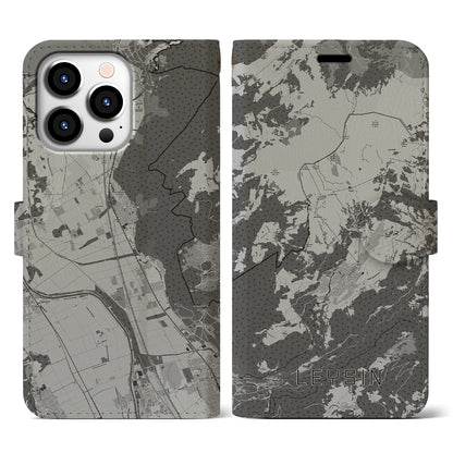 【レザン（スイス）】地図柄iPhoneケース（手帳タイプ）モノトーン・iPhone 13 Pro 用