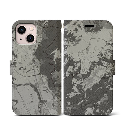 【レザン（スイス）】地図柄iPhoneケース（手帳タイプ）モノトーン・iPhone 13 mini 用