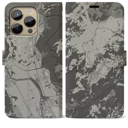 【レザン（スイス）】地図柄iPhoneケース（手帳タイプ）モノトーン・iPhone 14 Pro Max 用