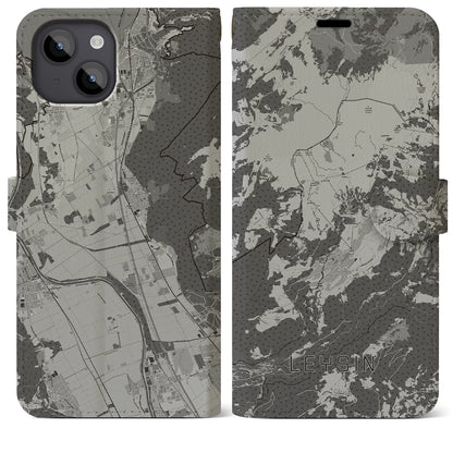 【レザン（スイス）】地図柄iPhoneケース（手帳タイプ）モノトーン・iPhone 14 Plus 用