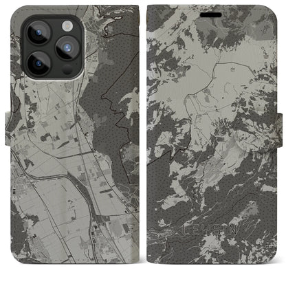 【レザン（スイス）】地図柄iPhoneケース（手帳タイプ）モノトーン・iPhone 15 Pro Max 用