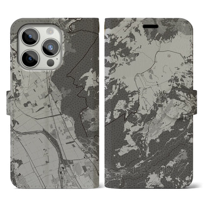 【レザン（スイス）】地図柄iPhoneケース（手帳タイプ）モノトーン・iPhone 15 Pro 用