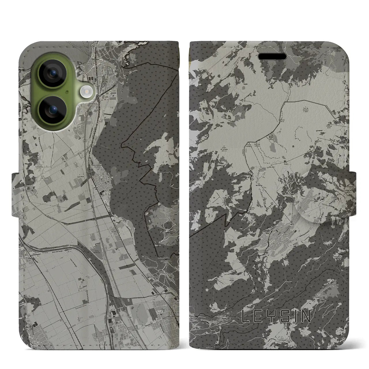 【レザン（スイス）】地図柄iPhoneケース（手帳タイプ）