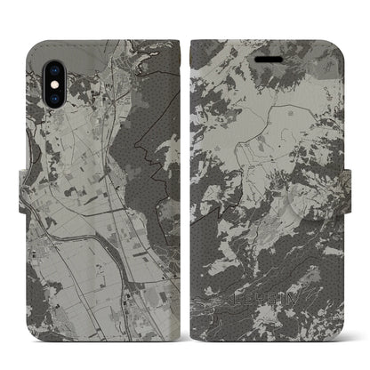 【レザン（スイス）】地図柄iPhoneケース（手帳タイプ）モノトーン・iPhone XS / X 用