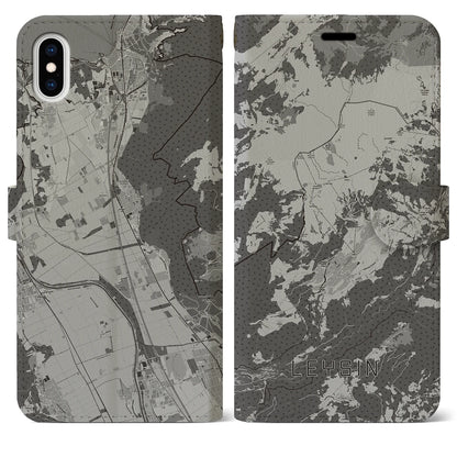 【レザン（スイス）】地図柄iPhoneケース（手帳タイプ）モノトーン・iPhone XS Max 用