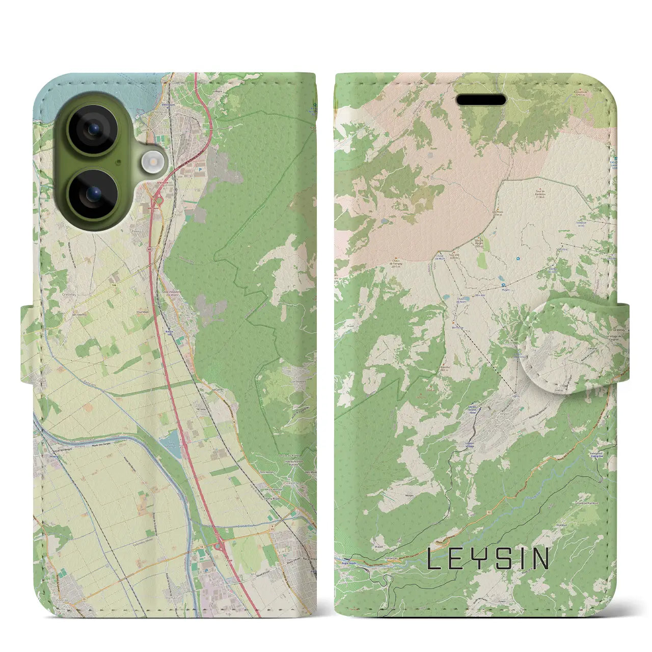 【レザン（スイス）】地図柄iPhoneケース（手帳タイプ）