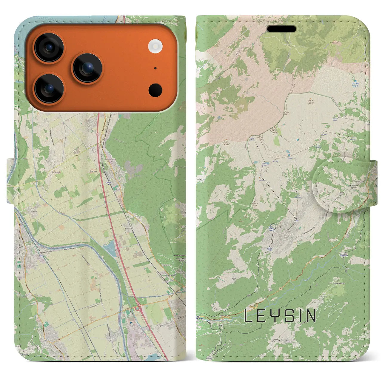 【レザン（スイス）】地図柄iPhoneケース（手帳タイプ）