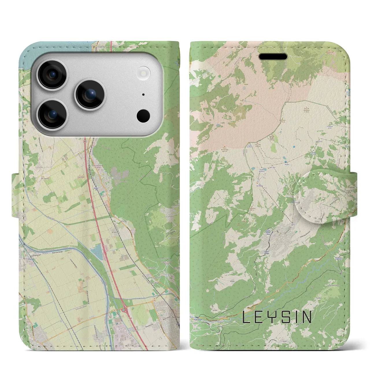 【レザン（スイス）】地図柄iPhoneケース（手帳タイプ）